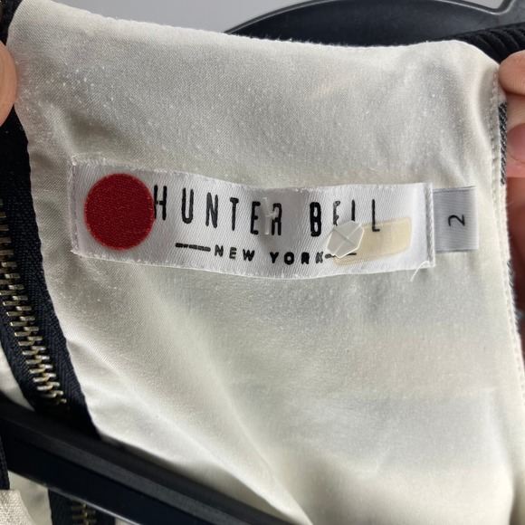 HUNTER BELL Striped Midi Dress Black White 2 - Picture 4 of 5